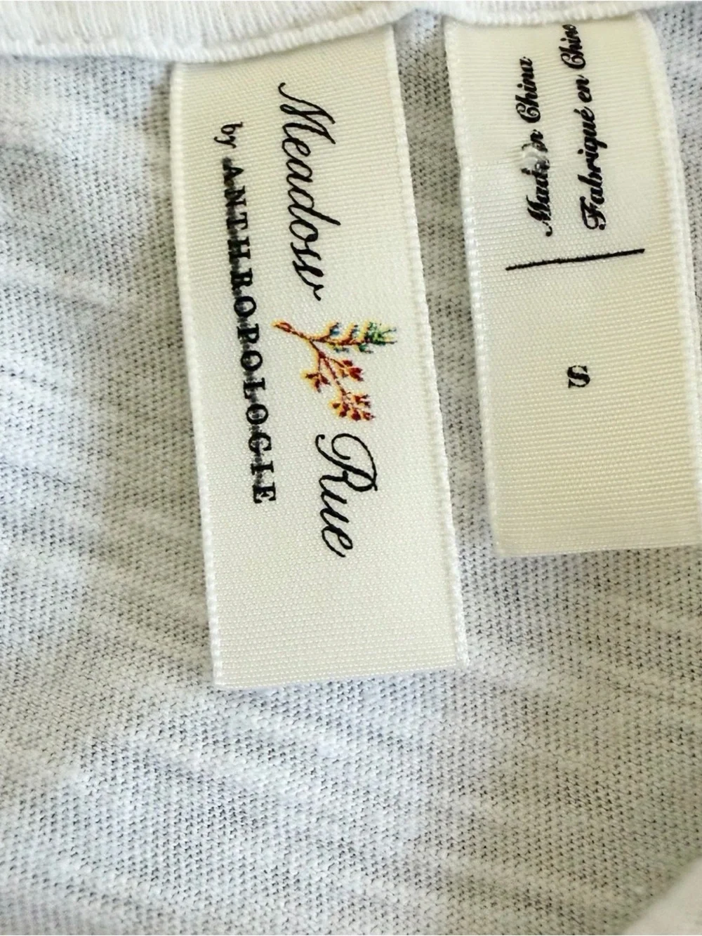 Meadow Rue Anthropologie White Bow Back Tee Puff Sleeve Top Size Small